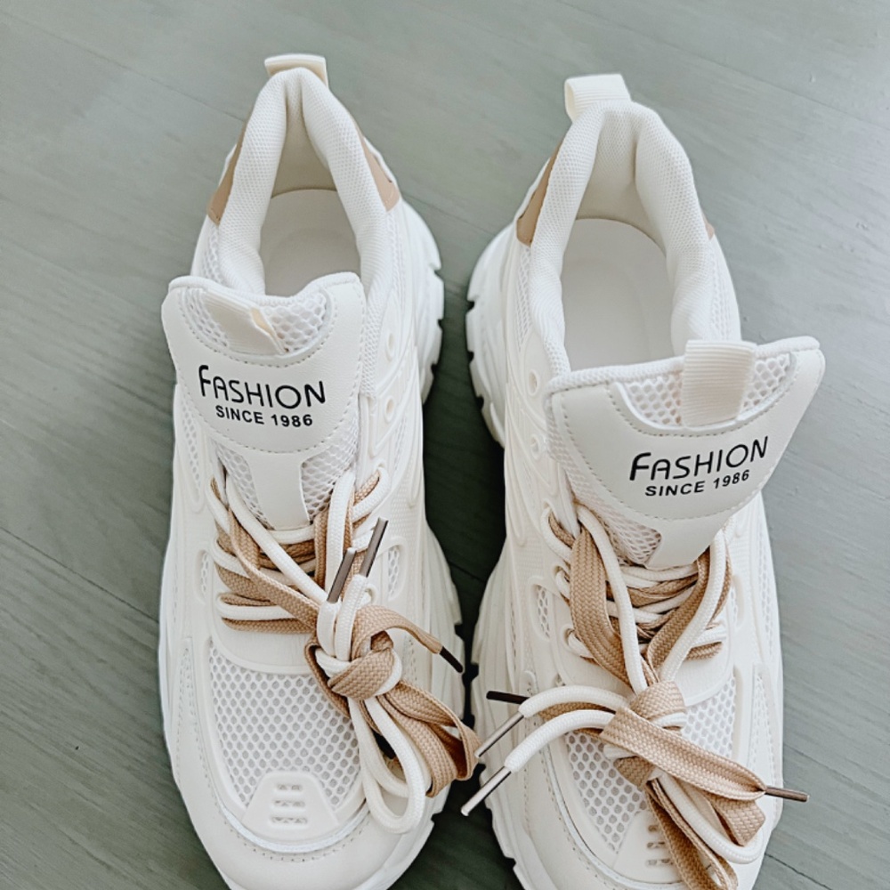 White and Cream Chunky Sneakers